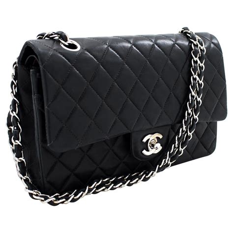 chanel black bag with silver chain|chanel mini flap bag.